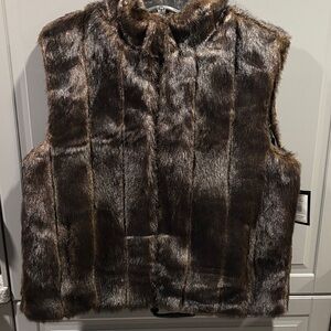 Giacca Brown Faux Fur Vest reversible